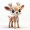 Cute Deer 3d Clay Render: Cartoonish Innocence And Charming Realism