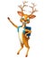 Cute Deer cartoon character with school bag