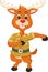 Cute deer cartoon dancing with smile and waving