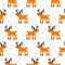 Cute deer cartoon pixel art seamless pattern.