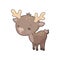 Cute deer colorful icon on white background. Woodland animal clipart. Cute brown reindeer clip art