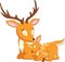 Cute deer mother cartoon with her baby deer