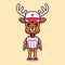 cute deer wearing baseball uniform