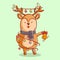 Cute deer wearing neck warmers and ringing bells