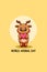 Cute deer with world animal day text cartoon illustration