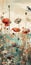 Cute and delicate poppies, vertical background. Generative Ai