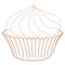 Cute dessert sweets food cupcake with cream line art drawing