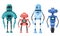 Cute detailed robot set vector isolated. Cartoon robotic character