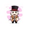 Cute detective character wearing magician costume