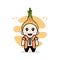 Cute detective character wearing onion costume