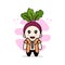 Cute detective character wearing onion costume