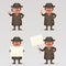 Cute detective spy investigation coat magnifying glass eye 3d cartoon character mascot isolated vector illustration
