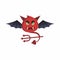 Cute devil character logo. Red demons vector for halloween.