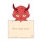 Cute devil holding a sign