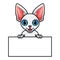 Cute devon rex cat cartoon holding blank sign