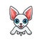 Cute devon rex cat cartoon posing