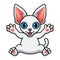 Cute devon rex cat cartoon waving hands