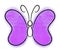 Cute digital illustration of the magical violet butterfly isolated on the white background. Digital design object