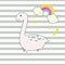 Cute dino and rainbow cartoon vector illustration.