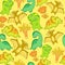 Cute dino set, vector seamless pattern. Funny dinosaurs for nursery. Tyrannosaur pterodactyl triceratops diplodocus