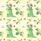 Cute Dino wish you to have a very merry Christmas. Holiday seamless pattern good for textile and wrapping paper