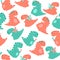 Cute dinos with stars, wings, magic wand - seamless pattern on white background. Vector illustration in childish style