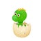 Cute dinosaur baby in egg hatching in cartoon style isolated on white background. Animal, reptile little adorable