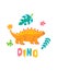 Cute dinosaur baby print. Ankylosaurus in flat hand drawn style with hand lettered Dino. Design for the design of