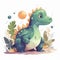 Cute dinosaur cartoon Animals Child textured Illustration