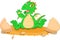 Cute dinosaur cartoon hatching