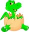 Cute dinosaur cartoon hatching