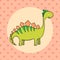 Cute dinosaur in cartoon style with footprint on background