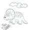 Cute dinosaur. Dino triceratops. Vector illustration in doodle and cartoon style