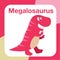 cute dinosaur flashcard for toddlers. megalosaurs cute design flashcard. Introducing the ancient animal to kids