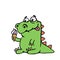 Cute dinosaur keeps ice cream. vector illustration