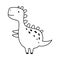 Cute dinosaur in outline sketchy style. Funny cartoon dino. Hand drawn vector doodle for kids