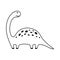 Cute dinosaur in outline sketchy style. Funny cartoon dino. Hand drawn vector doodle for kids