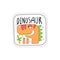 Cute dinosaur patch badge, childish cartoon animal sticker hand drawn vector Illustration on a white background