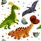 Cute Dinosaur pattern on white background. Dinosaur print for your design textile, wallpapers, fabric, posters. Funny