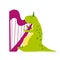 Cute dinosaur playing harp illustration