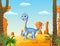 Cute dinosaur posing with the desert background