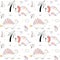 Cute dinosaur Seamless pattern doodle style Outline baby dino