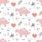 Cute dinosaur Seamless pattern doodle style Outline baby dino