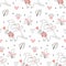 Cute dinosaur Seamless pattern doodle style Outline baby dino