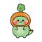 Cute dinosaur wear carrot head mascot