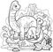 Cute dinosaurs brachiosaurus, coloring page, outline illustration