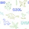 Cute dinosaurs and palm trees, cacti. Seamless pattern. Hand drawn vector doodle design for kids, fabric