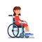 Cute disabled girl kid sitting in a wheelchair