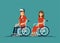Cute disabled man and woman sitting in a wheelchair. Handicapped person. Disabled people