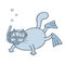 Cute diver cat. Vector illustration.